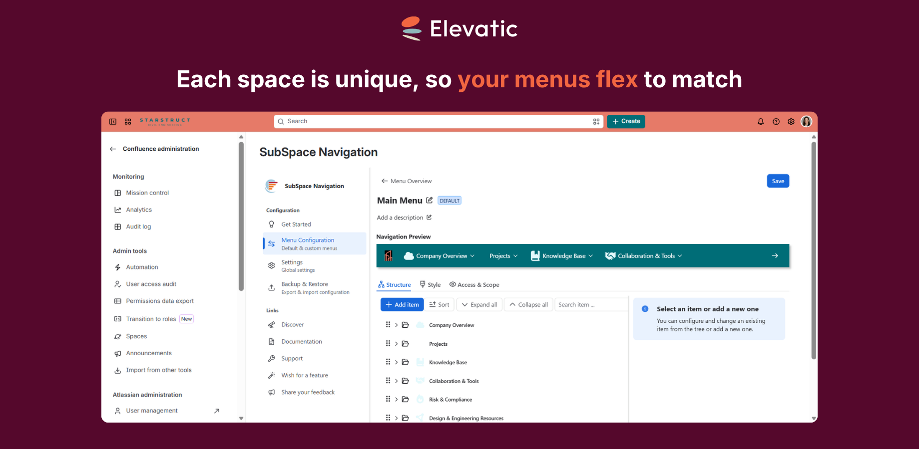 Customize your Menus for your spaces