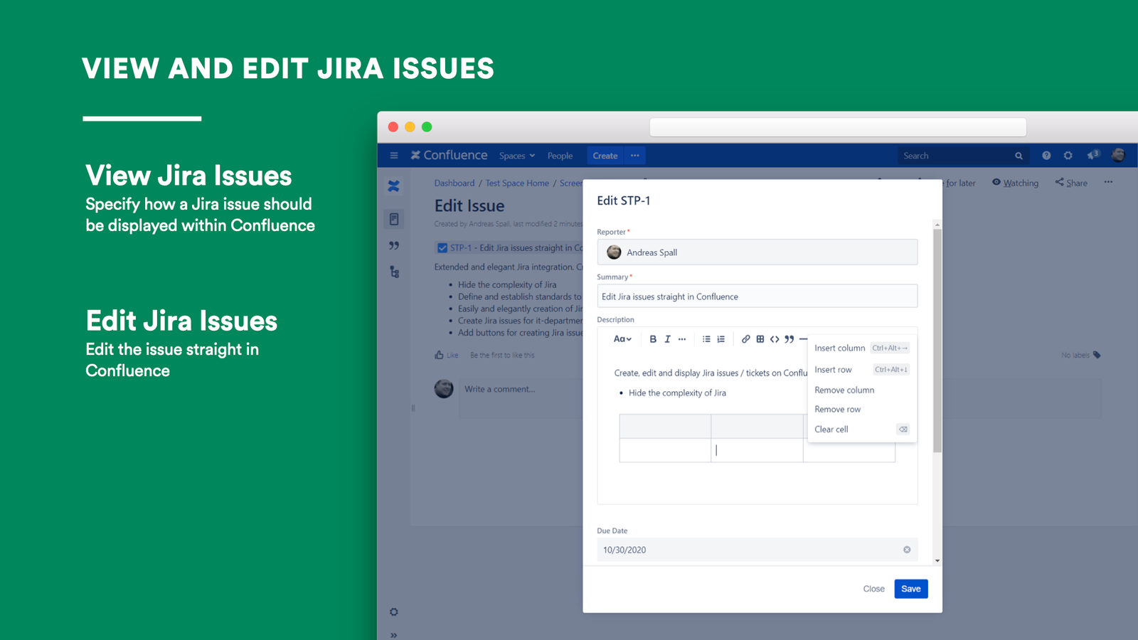Edit Jira issues straight in Confluence