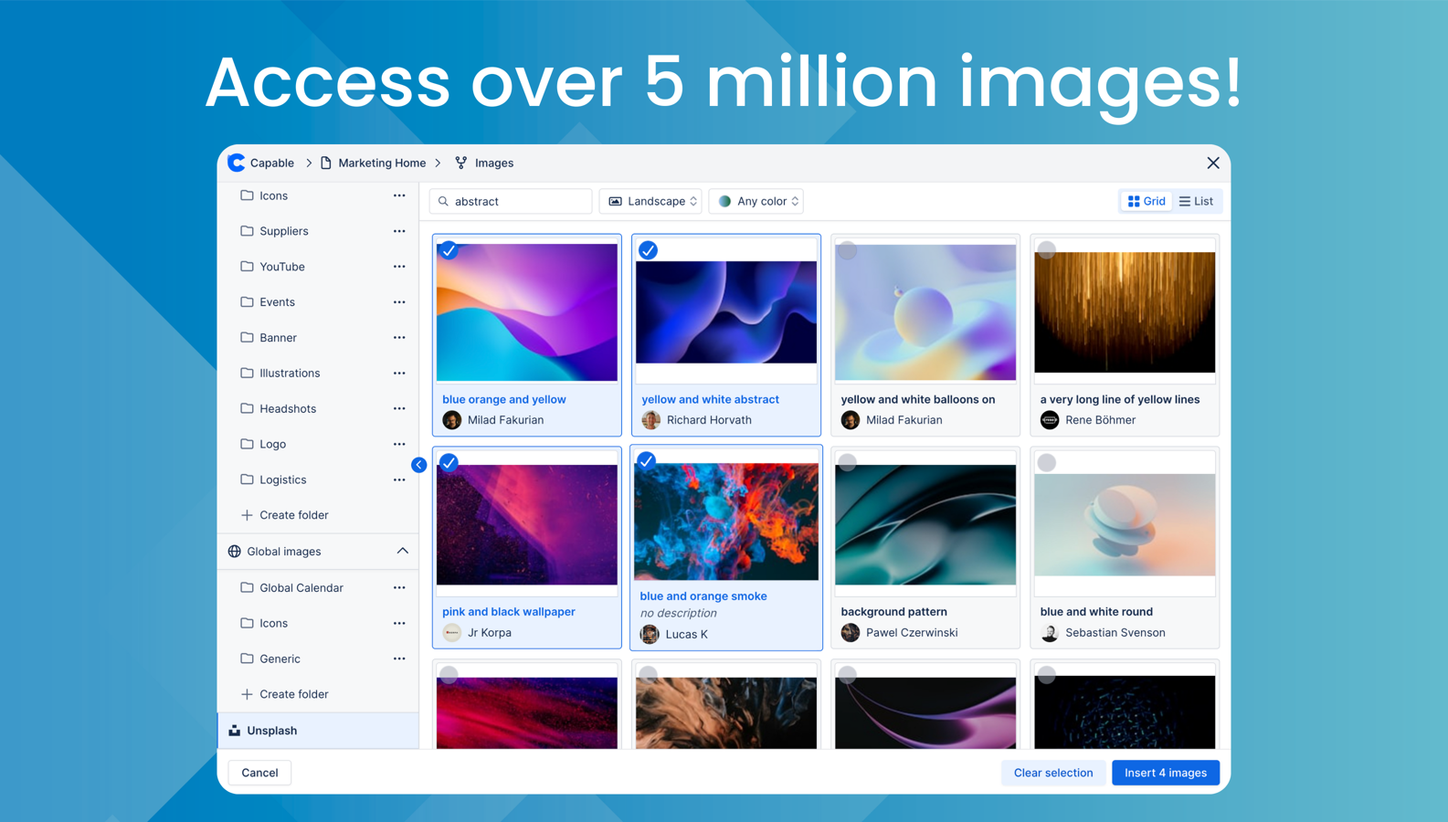 Access high-quality stock images from Unsplash without leaving Confluence.