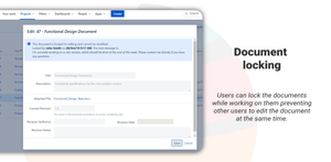 Example of a locked document displaying the lock message left by the user who locked the document.
