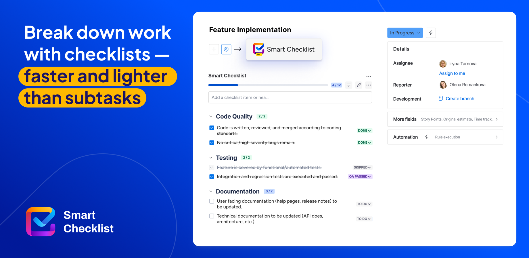 Create detail-rich checklists for Jira tasks using secure Forge Smart Checklist app