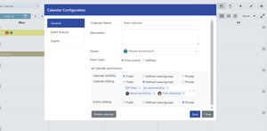 Calendars can be configured covering different business needs. Security restrictions define who can access and edit appropriate calendars.