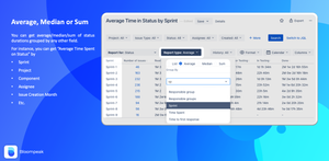 You can get average/median/sum of status durations grouped by any other field. E.g. Average Time Spent on Status by Sprint