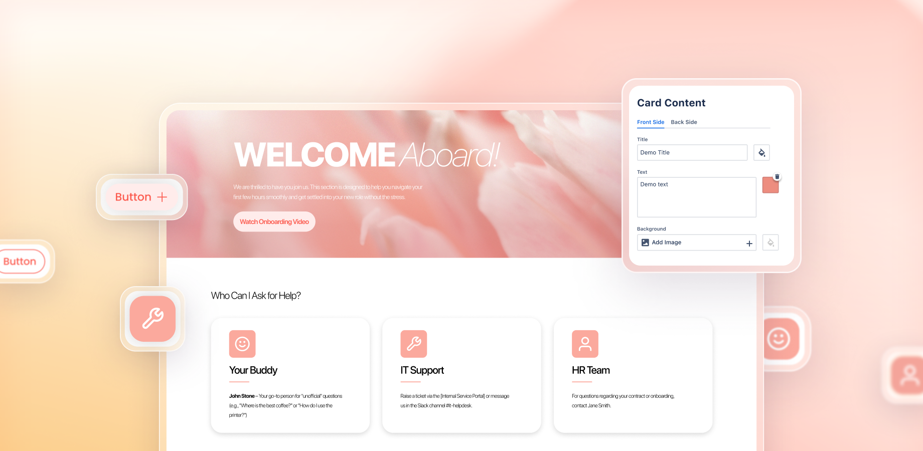 Aura Cards and Buttons in Confluence: Design service overviews, team directories, and landing pages with clickable Cards and styled Call-to-Action Buttons. Create visual hierarchy that guides users through your content.