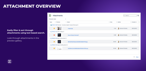 Easily filter & sort through attachments using text based search. Look through attachments in the preview gallery.
