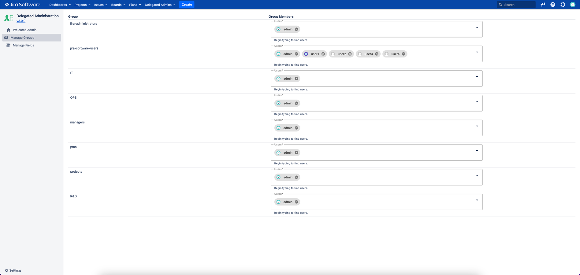 Manage Groups Users