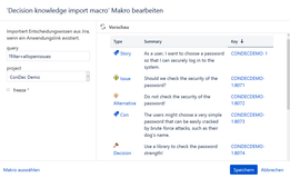 Macro to import explicit decision knowledge from Jira