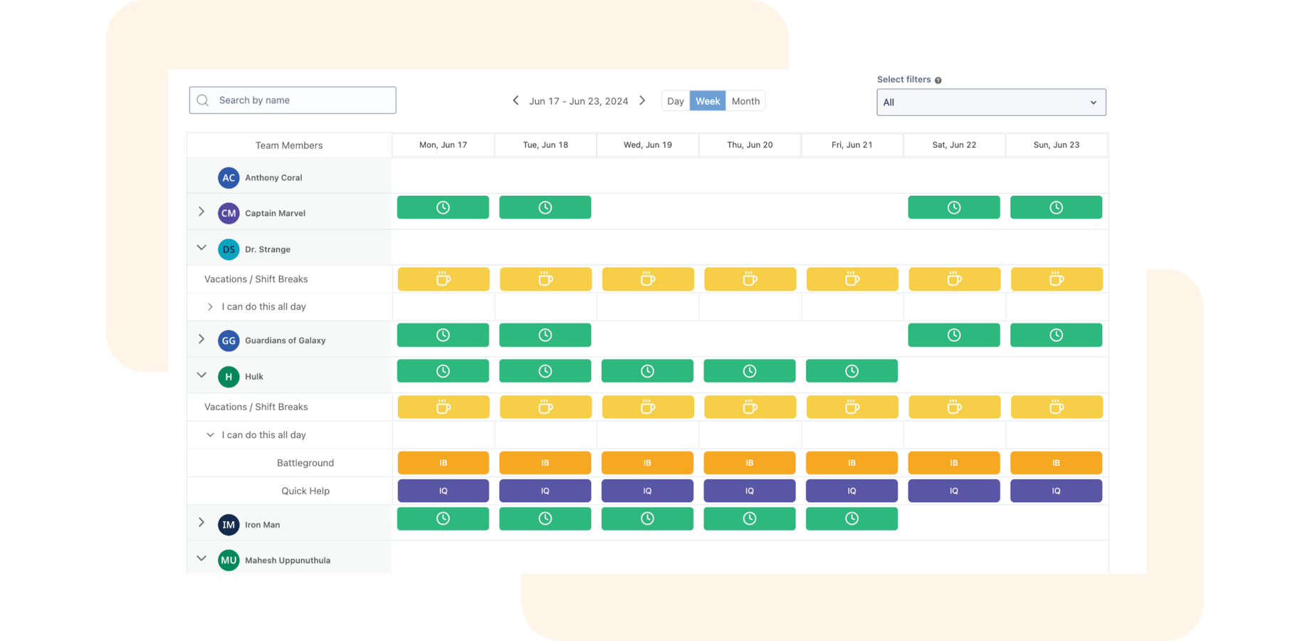 Calendar / Availability / Organiser + Audit log