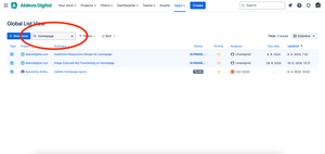 Use the search option to find issues by their summary.