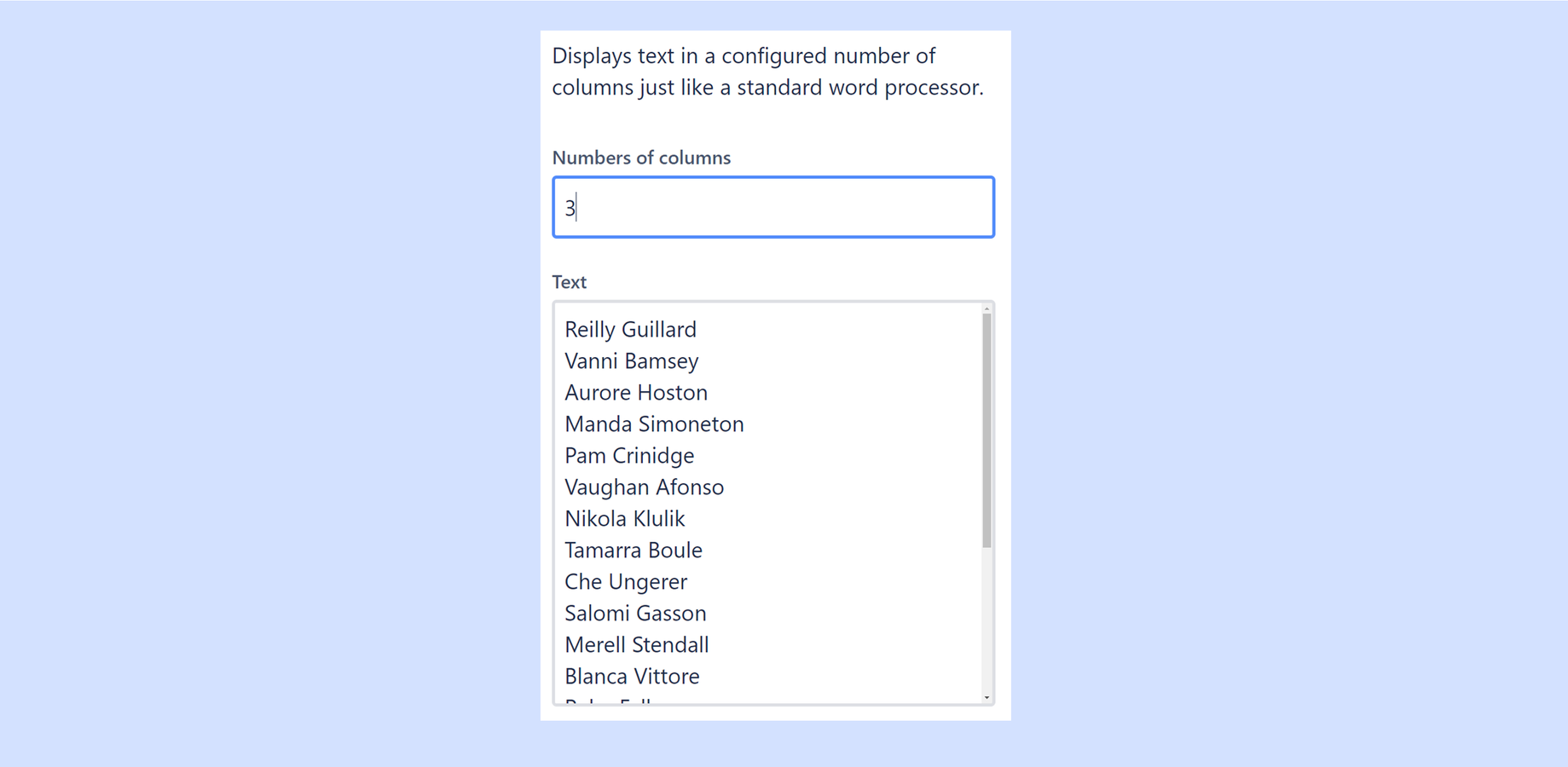 Easily configure how many columns you want