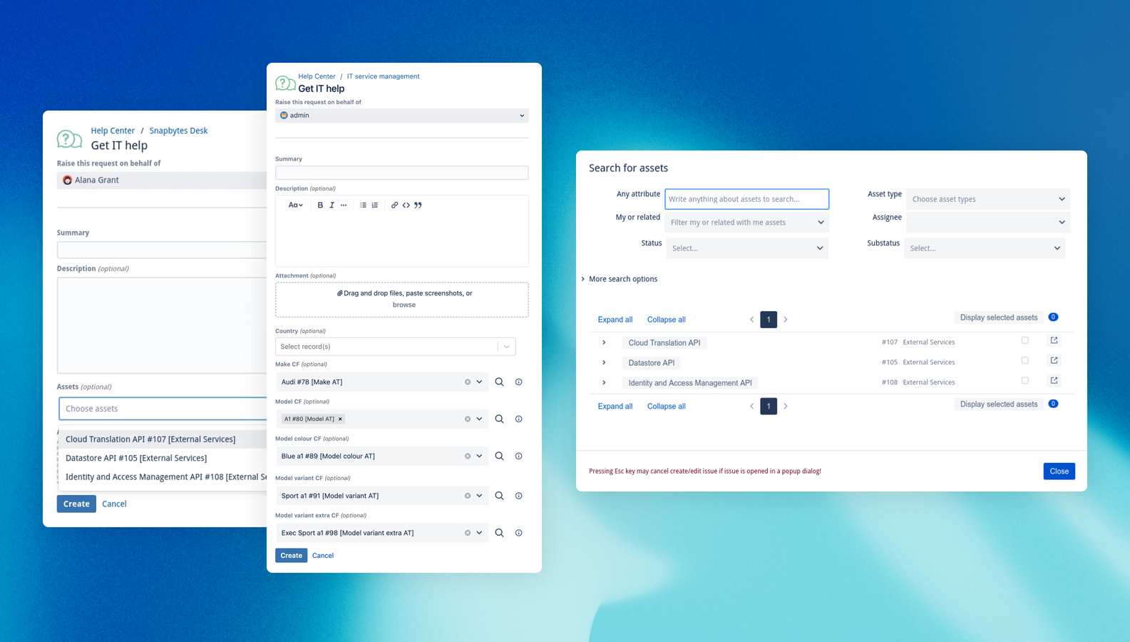 Integration with Jira Service Management, Jira Service Desk, Jira Service Desk customer portal, Jira Core and Jira Software.