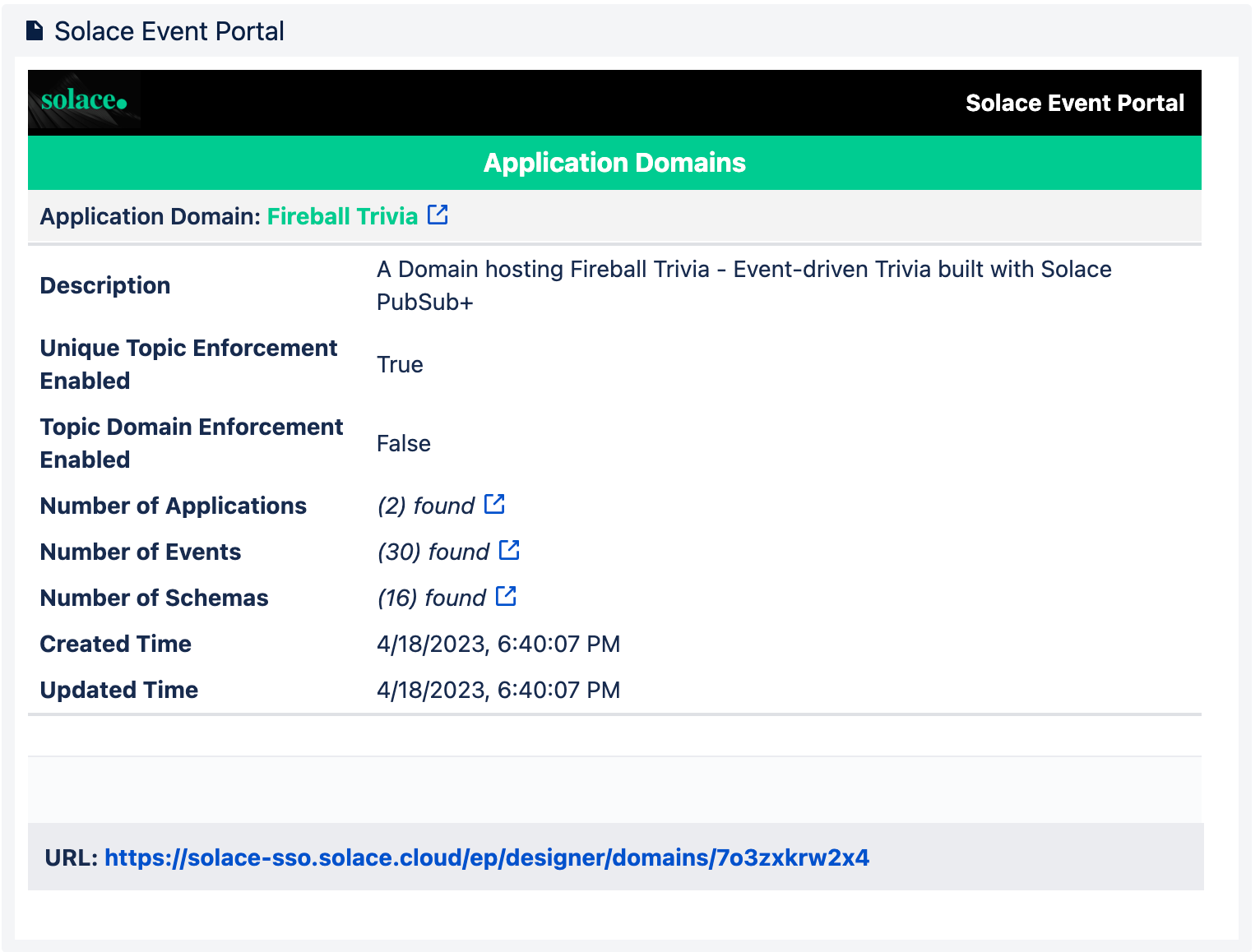Event Portal - Application Domain