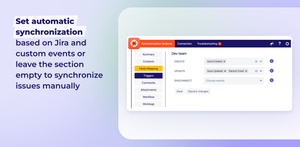 Set automatic synchronization based on Jira and custom events or leave the section empty to synchronize issues manually