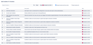 Conditions - new functions, search ability and ability to choose function with one click