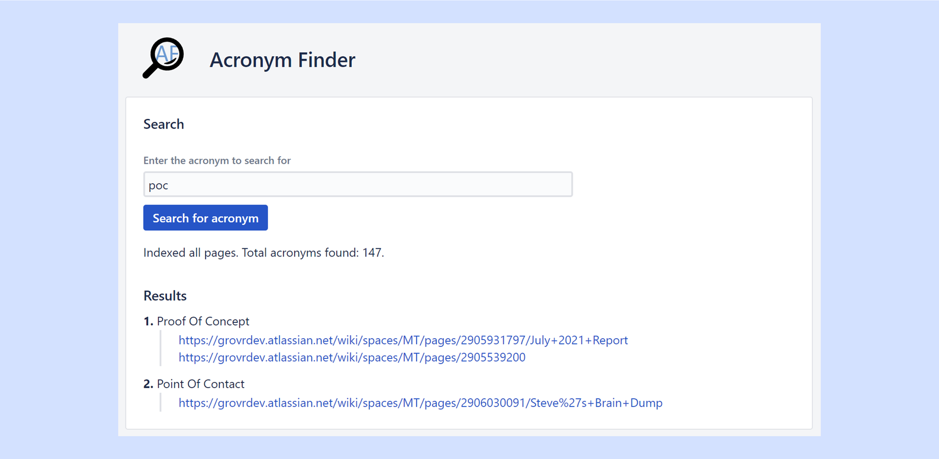 Search for acronyms and get their definitions