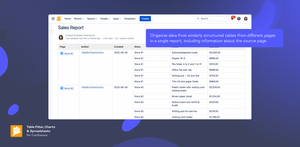 Organize data from similarly structured tables across different pages in a single report, including information about the source page