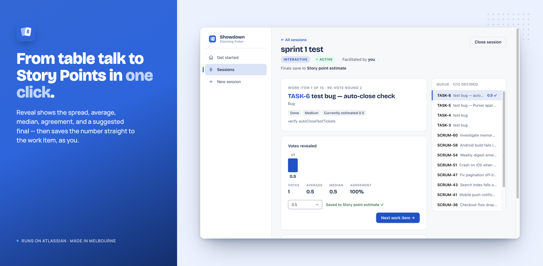 Reveal, agree, and save the estimate to the work item.