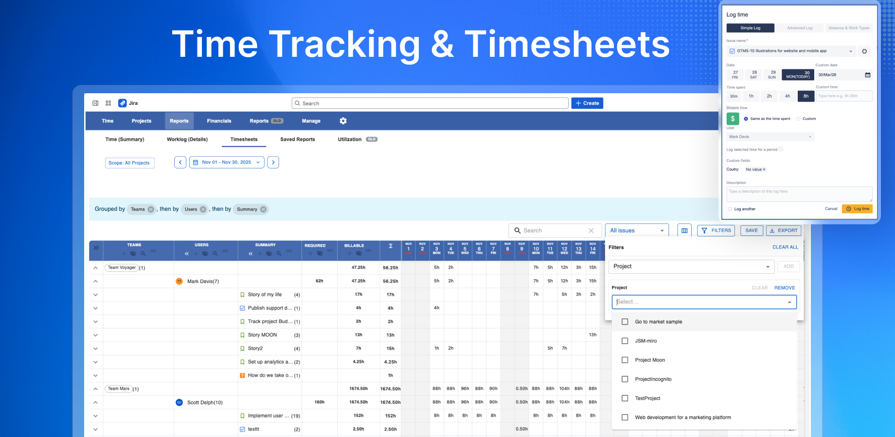 Timesheets & Jira Time Tracking