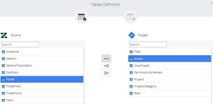 Select tables/objects to synchronize.
