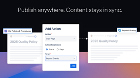 Publish policies and procedures across Confluence spaces with automatic syncing to ensure every team accesses the latest approved version.