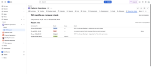 Every run accounted for: the issue it created, or why it did not. Failed runs retry in one click.