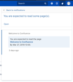 Confluence Notification Centre - notification for a regular Reader.