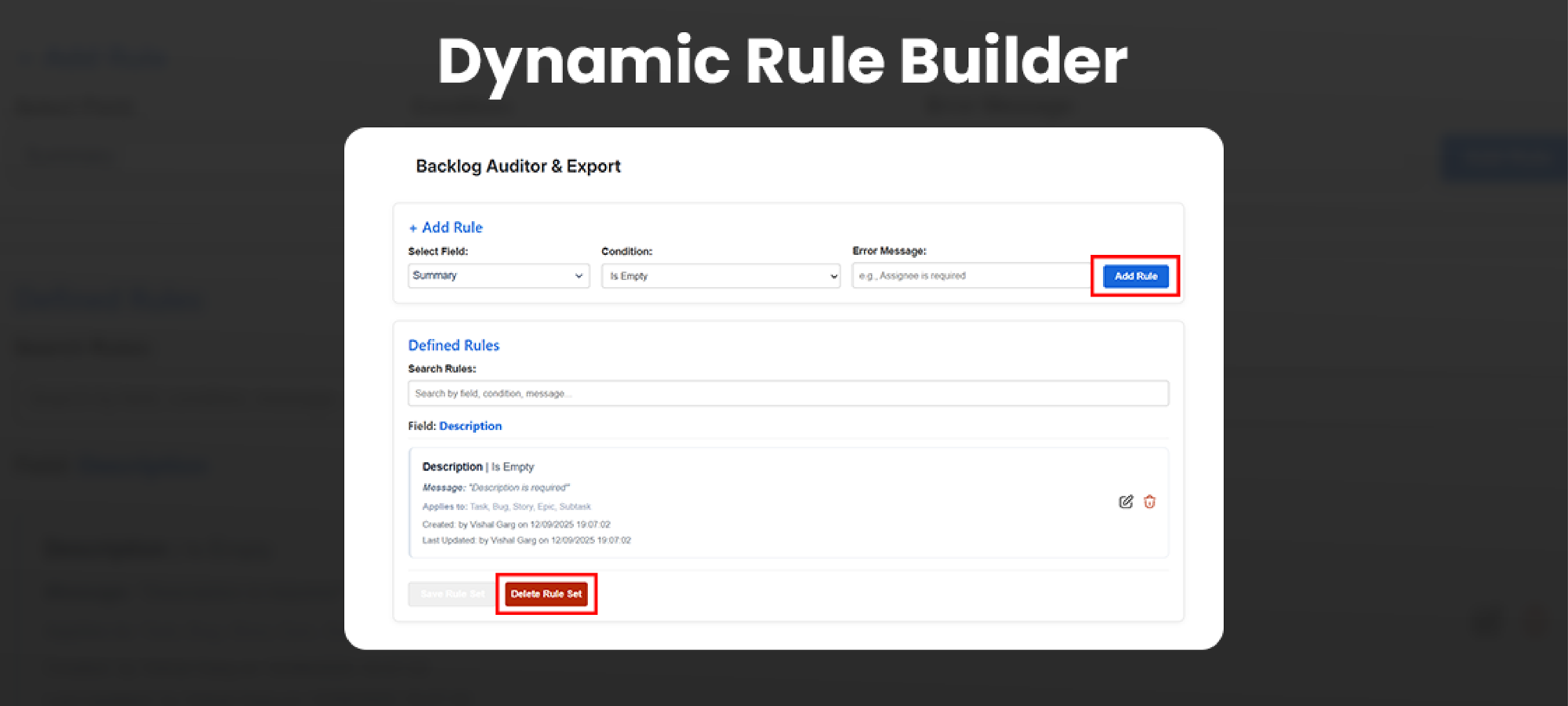 Customizable Rule Creation