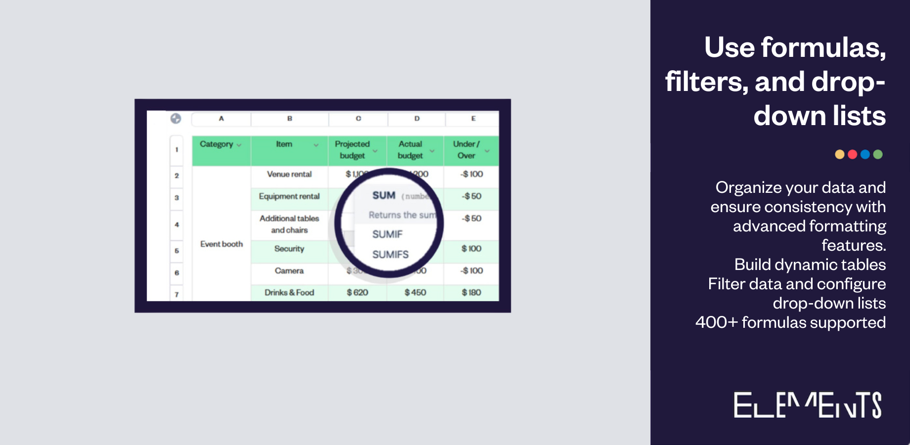 Choose from 400+ formulas