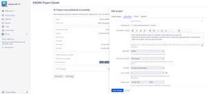 Edit the created Project details after the EWORK Project submission