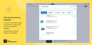 If you export many different types of documents, you might end up with quite a collection of templates. Use quick filters to find the template you need faster.
