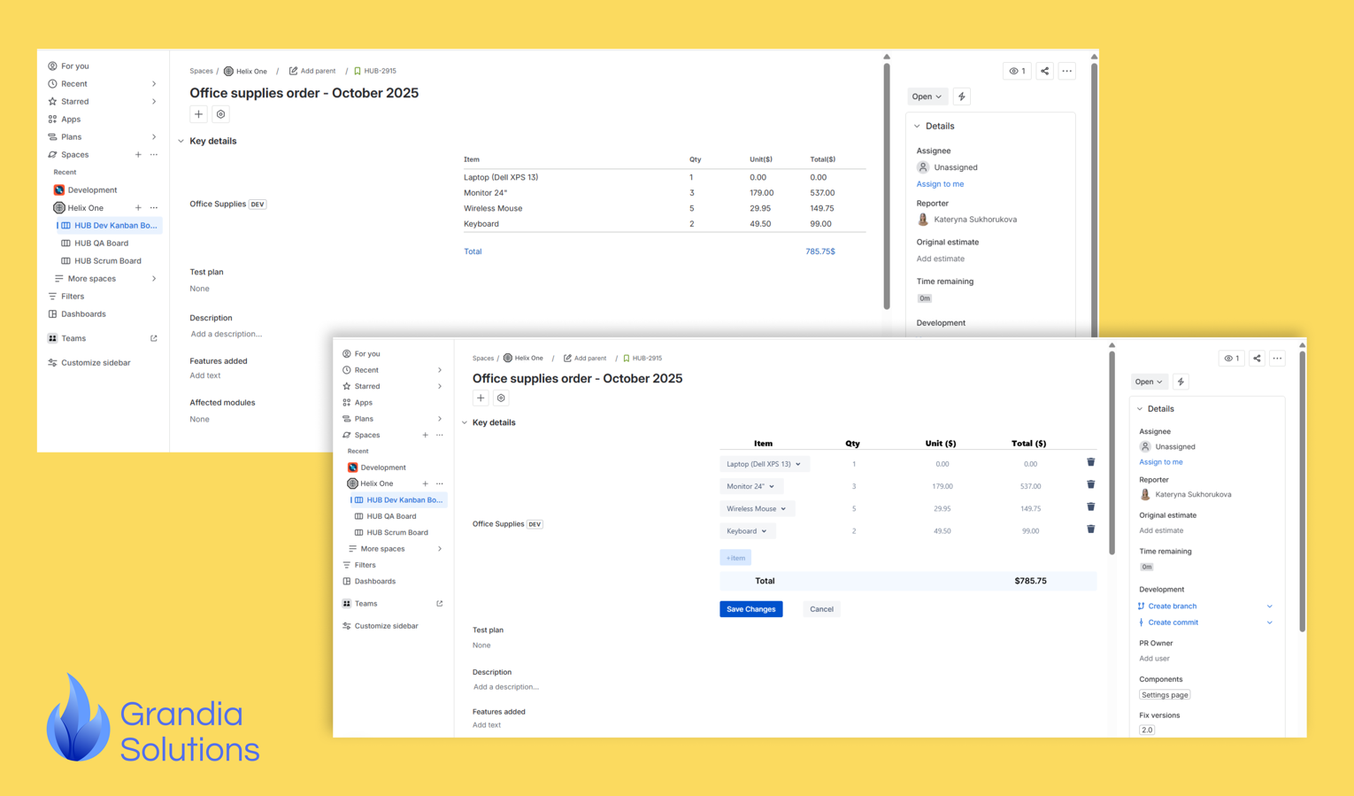 Item Inventory work item view