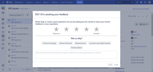 The reporter can give a feedback for a resolved issue on pop-up dialog