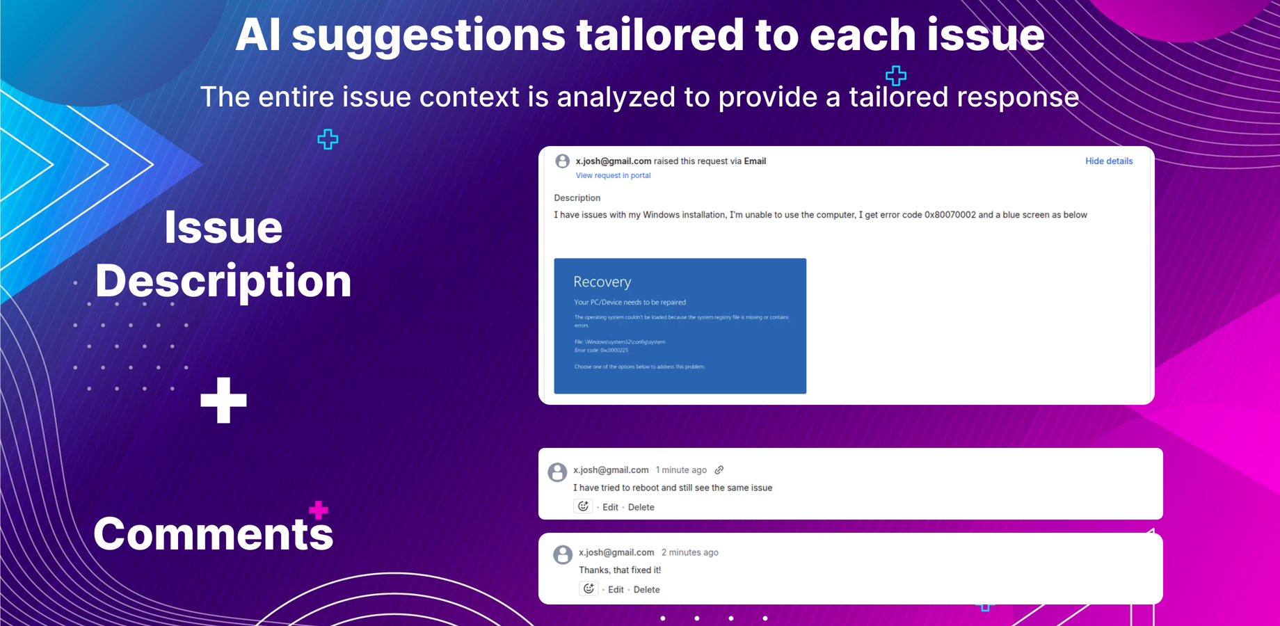 AI suggestions tailored to each issue