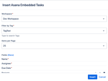 Embed Asana Tasks associated with an Asana tag in a table with configurable fields