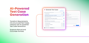 With AI Test Case Generation, you can transform requirements into structured Manual or Cucumber Test cases.