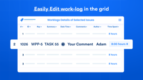 Easily Edit work-log in the grid.
