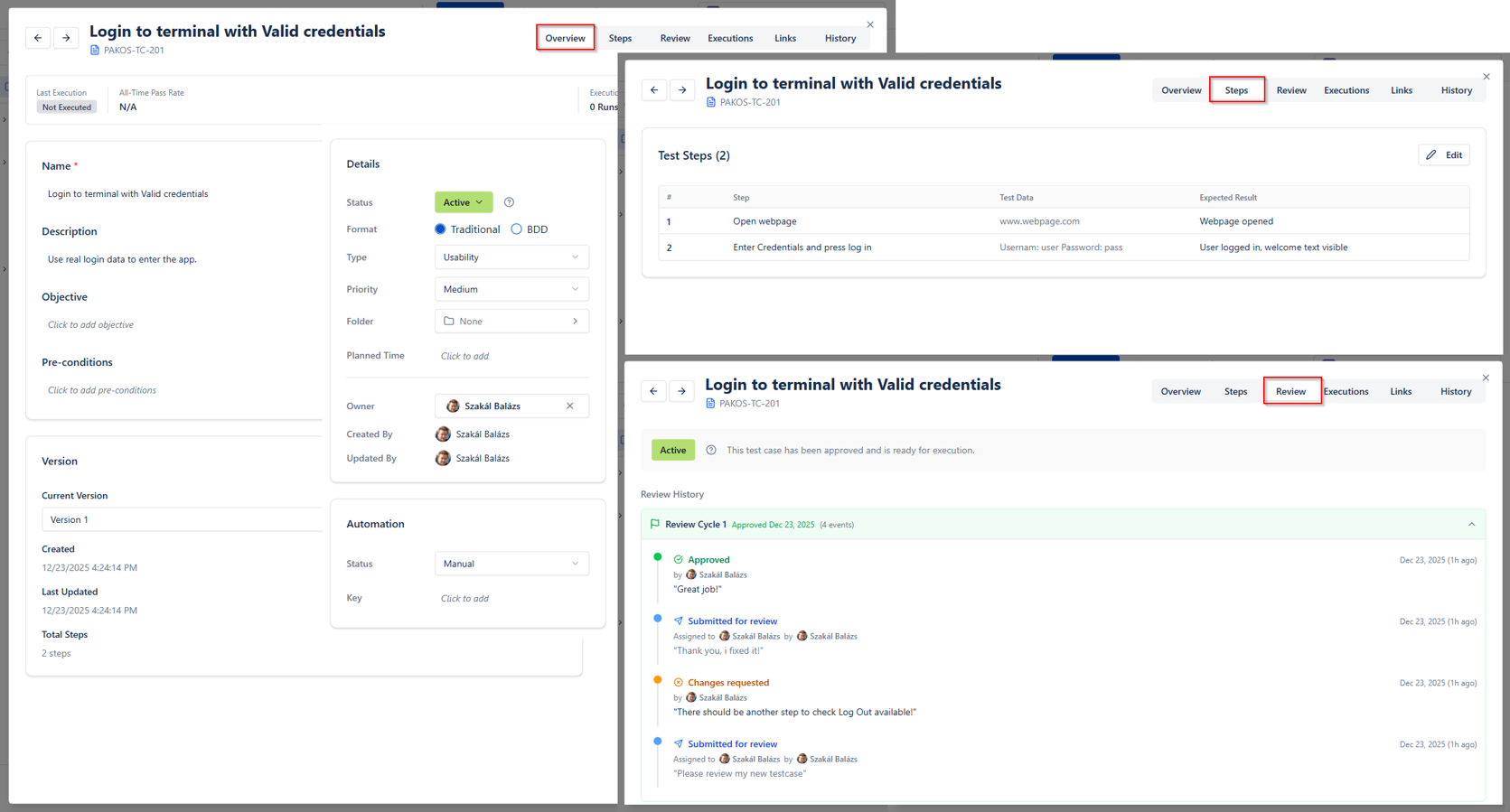 Test case is approved, ready to use