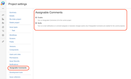 Assignable Comments feature could be enabled per JIRA Project.