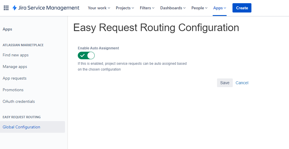 Enable Auto Assignment global configuration