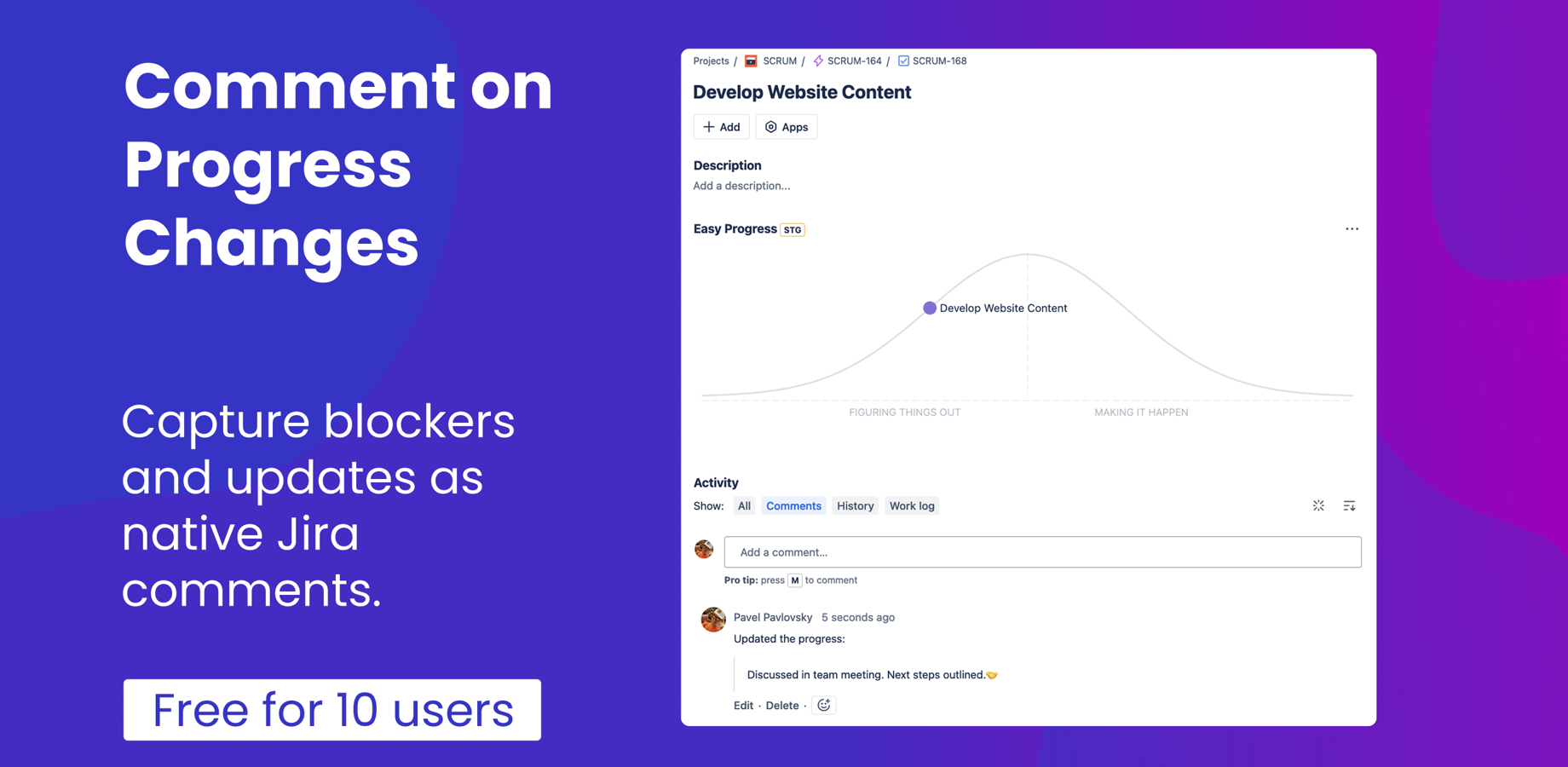 Add comments on the progress change