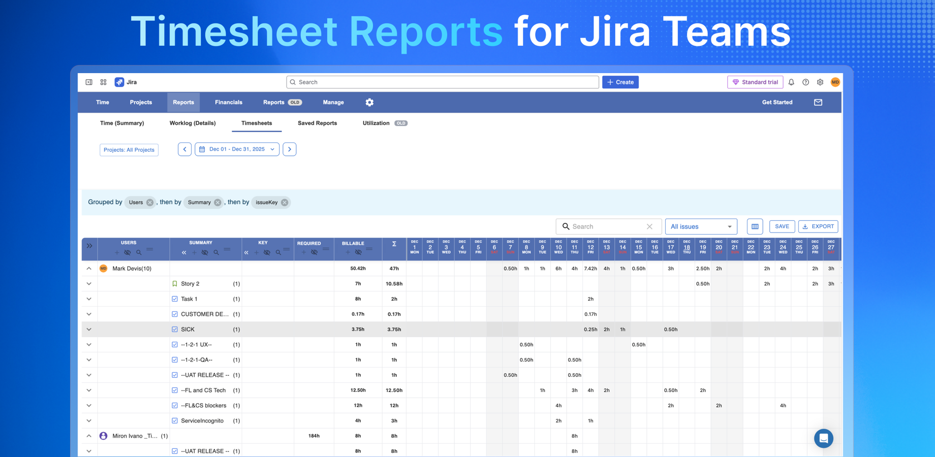 Timesheets & Jira Time Tracking