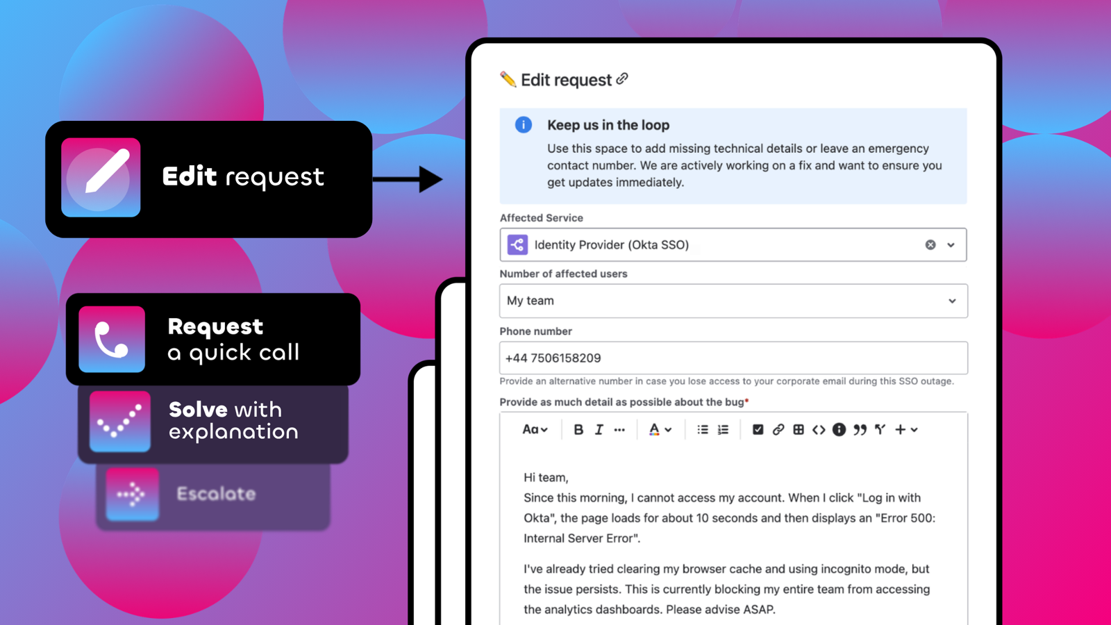 Allow service desk agents to focus on ticket resolution instead of updating them. Create a Jira ticketing system without bottlenecks. Jira customer portal customization benefits with higher CSAT and meeting SLA faster.