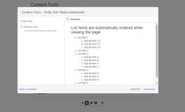The "Ordered lists" macro options define how your Confluence lists wil be ordered.