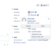 Built‑in interface menu for switching users—visible only to those with the required permissions.