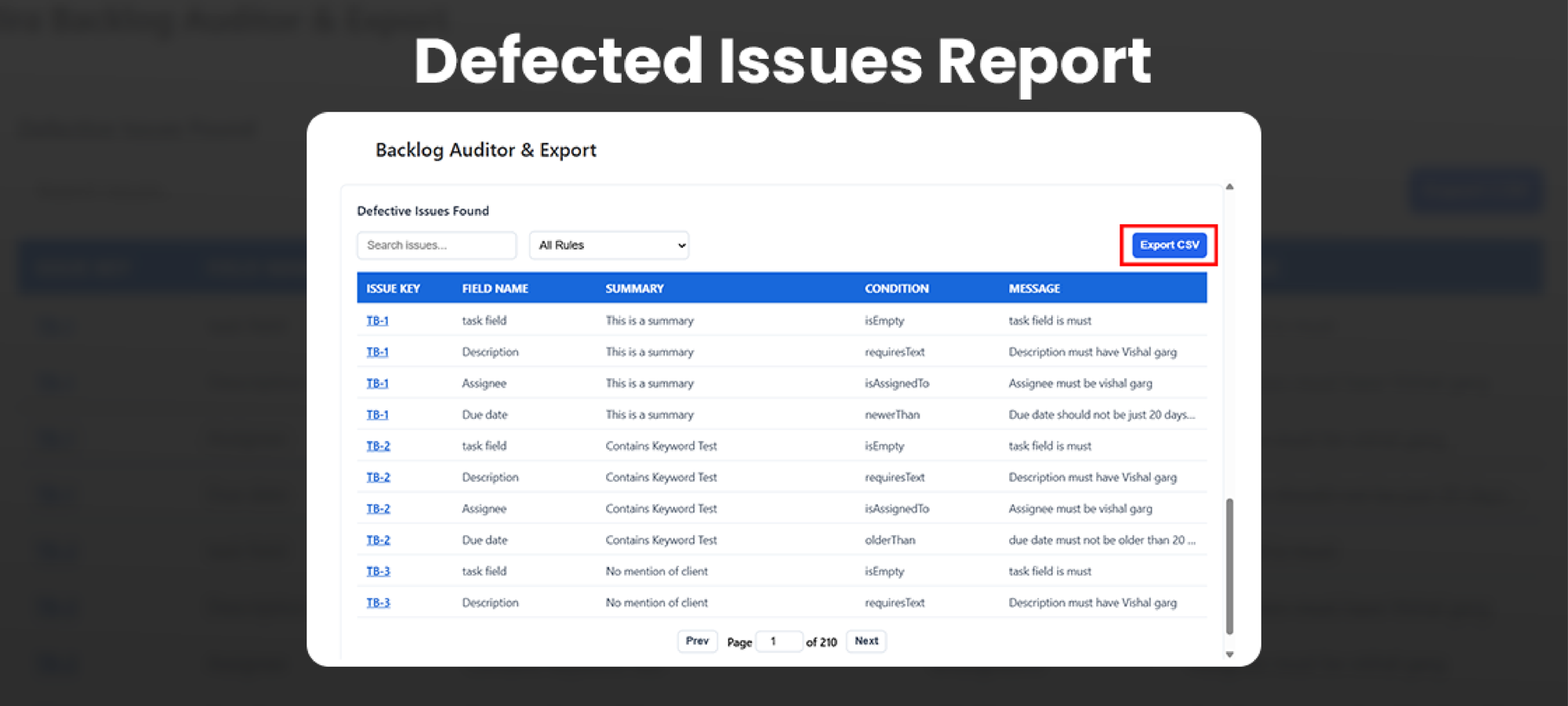 Export Defected Issues for Easy Analysis