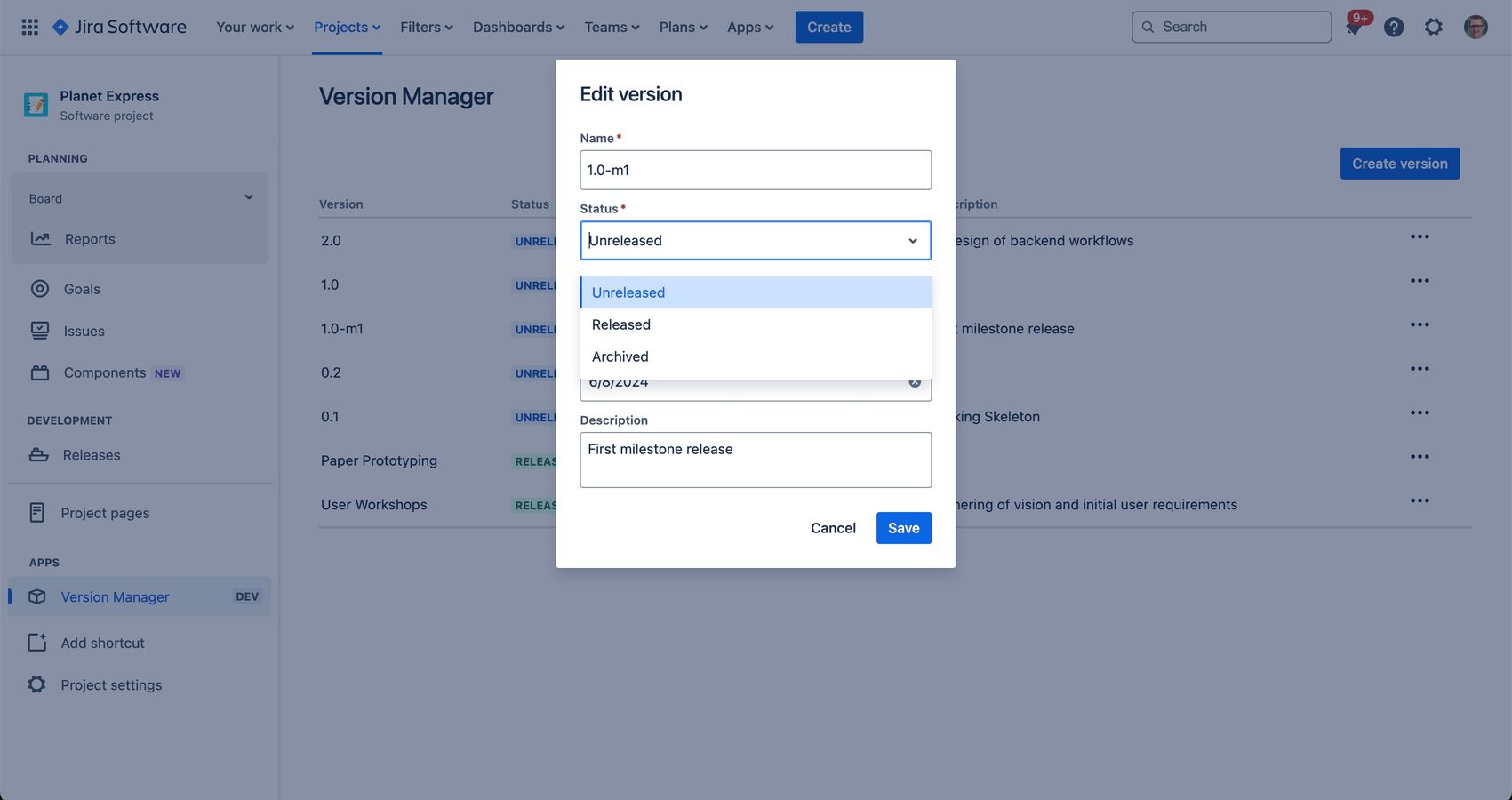 Simple status change and edit
