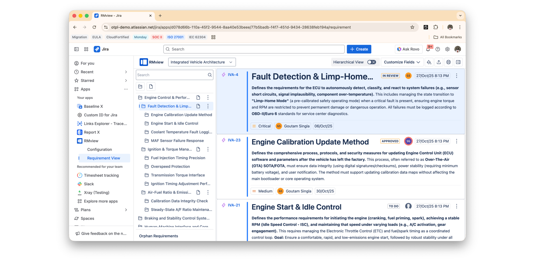 View requirements as a structured document with folders and issue cards. Keep specifications readable, organized, and easy to review, all directly in Jira.
