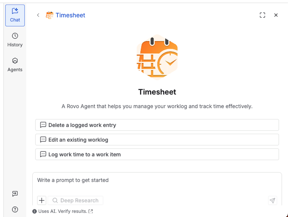 Timesheet Rovo agent