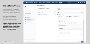 View or edit existing data forms with one click and use our extended editor to add tasks, tables, mentions and many more within your texts.