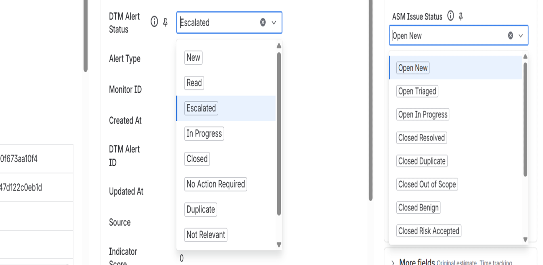 Two way sync for DTM Alert and ASM Issue statuses